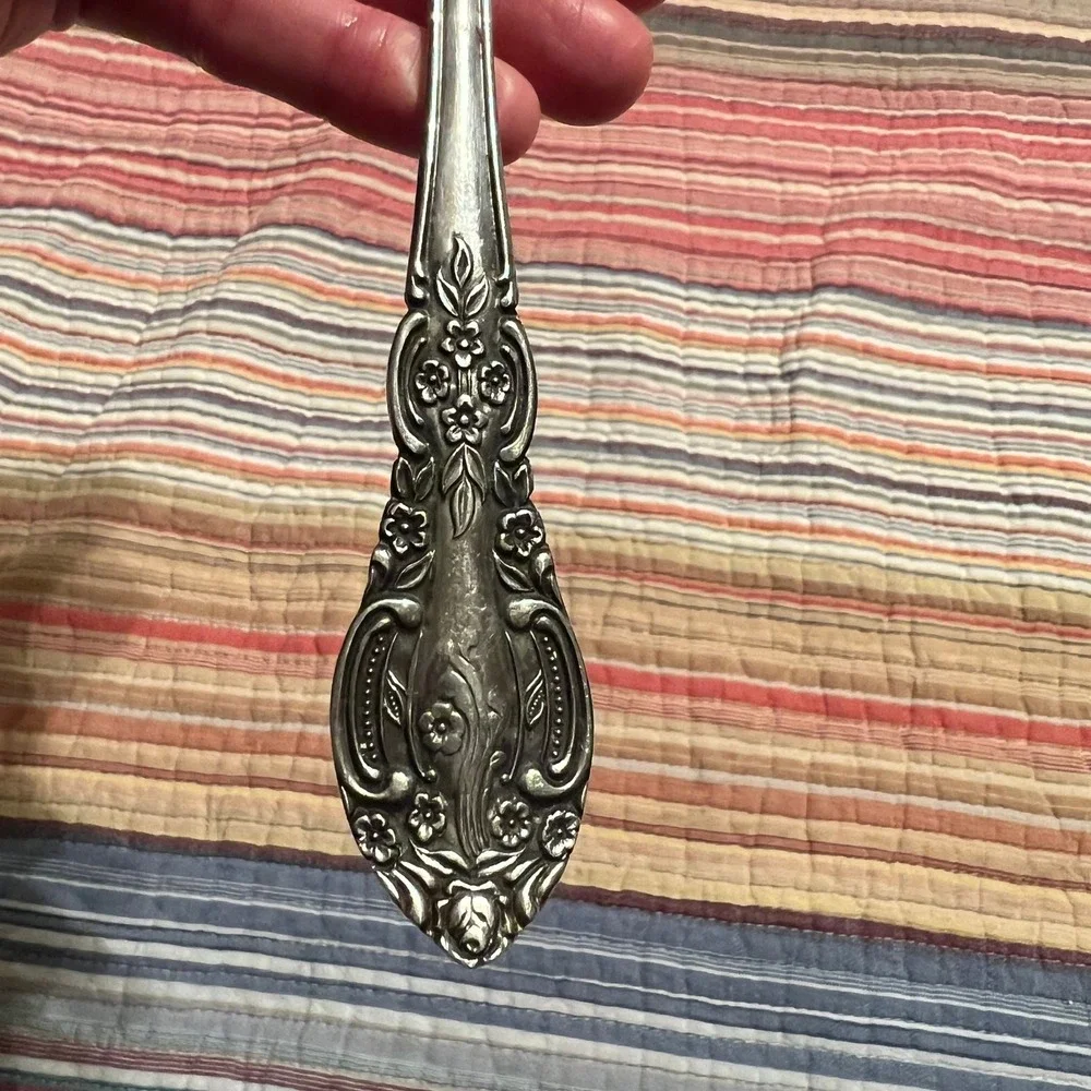 Vintage Springtime Stainless Japan Serving Spoon‎ Ladle Unique Cut Out Serving